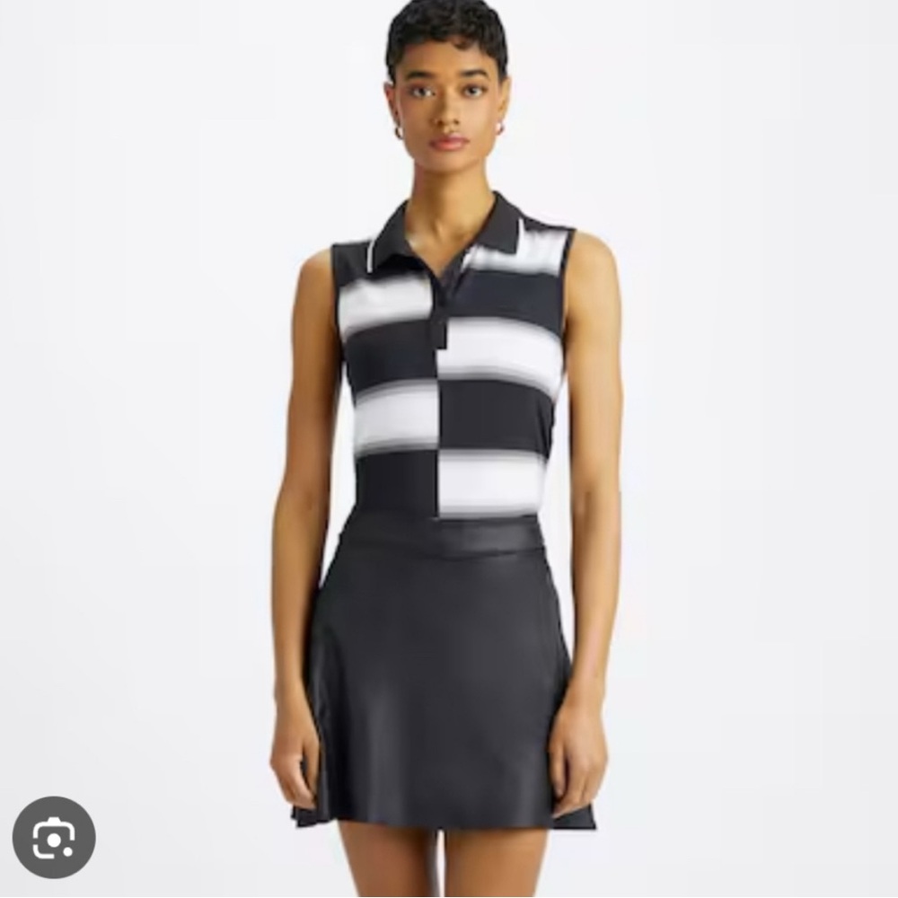 G/FORE Women's Offset Gradient Stripe Performance Fabric Polo Top L NWOT